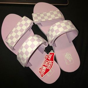 vans pink checkered sandals